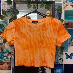 Orange tie-dye crop top. Size Large.